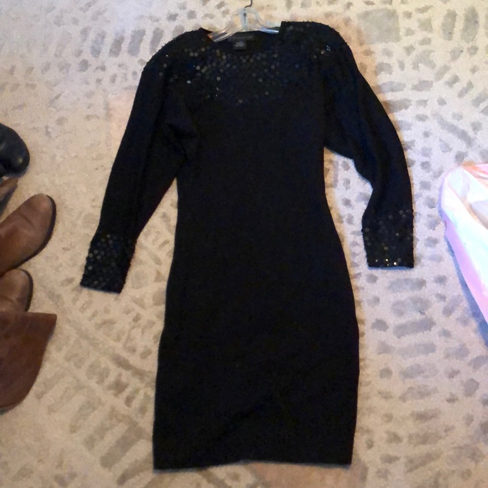 Black Dress with sequin trim.